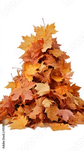 Colorful Autumn Leaves Scattered on a White Background for Seasonal Decoration.