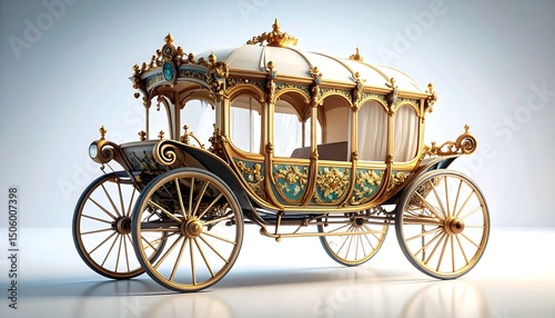Ornate Golden Royal Carriage A Majestic Vintage Horse-Drawn Carriage