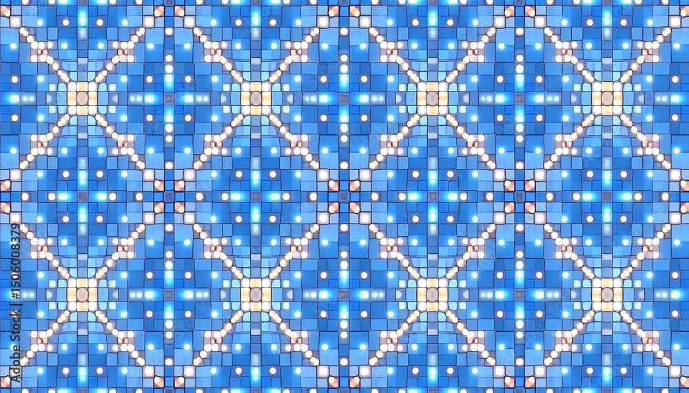 Fototapeta premium Abstract Blue Mosaic Pattern Seamless Geometric Tile Design