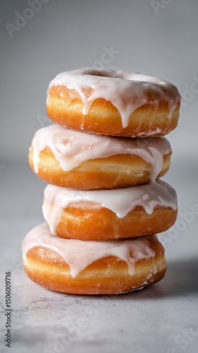 Stack of Delicious Donuts With Colorful Sprinkles on White Background.
