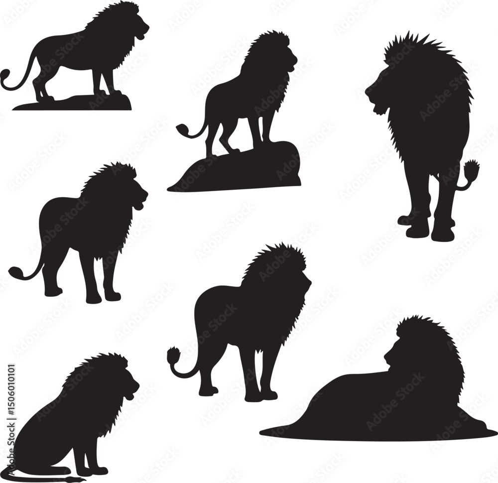 Obraz premium Lion Silhouette Bundle | Wild Animal vector