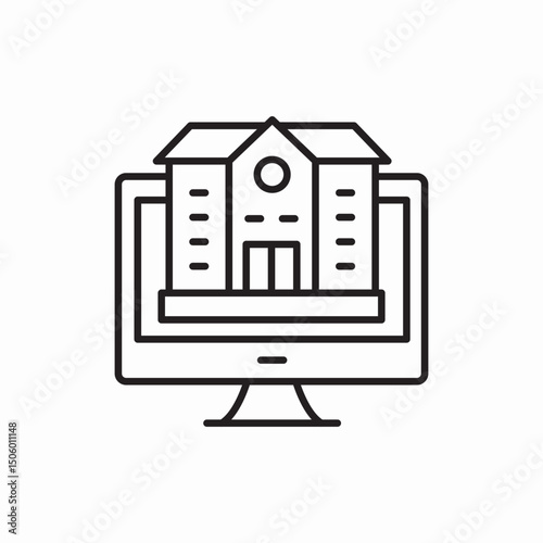 online school computer icon sign vector