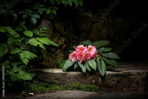 Colorful Flowers Blooming in a Well-Maintained Garden With Stone Walls and Lu...