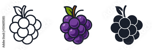 Grapes Icon Vector Illustration. Wine Fruit Symbol for Healthy Branding, Vineyard, and Packaging Design