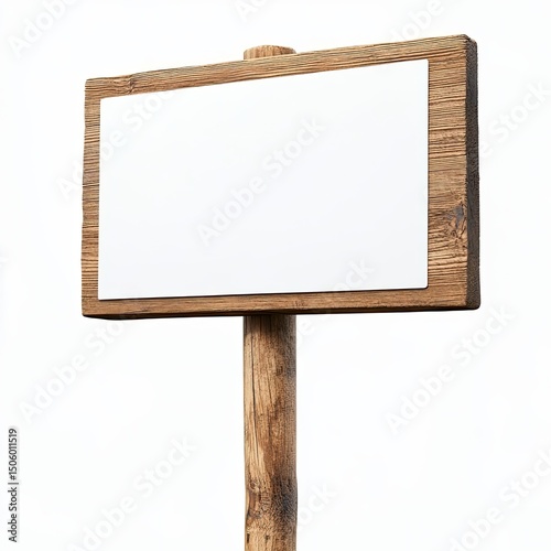 Wooden signpost with blank white surface photo