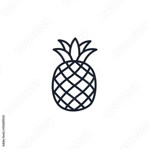Pineapple Icon Vector Illustration. Tropical Fruit Symbol for Summer Branding, Healthy Snacks, and Party Designs