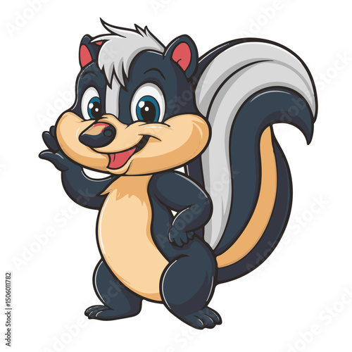 A cute, funny cartoon squirrel vector illustration with a sign