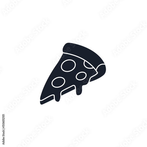 Pizza Slice Icon Vector Illustration. Italian Fast Food Symbol for Restaurant Branding and Appetizing Designs