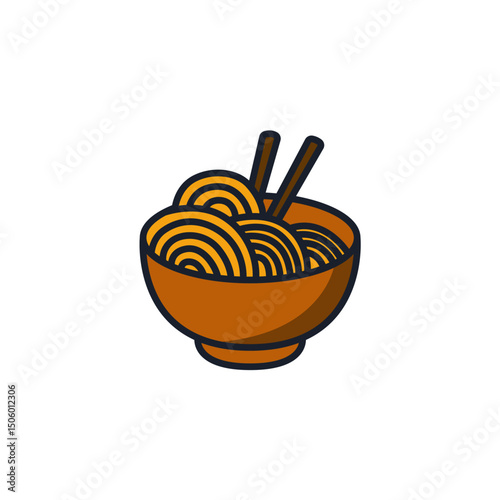 Ramen Icon Vector Illustration. Japanese Noodle Soup Symbol for Restaurant Branding and Asian Cuisine Designs