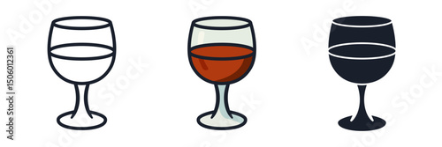 Wine Glass Icon Vector Illustration.  Elegant Drinkware Symbol for Vineyard Branding and Luxury Event Designs
