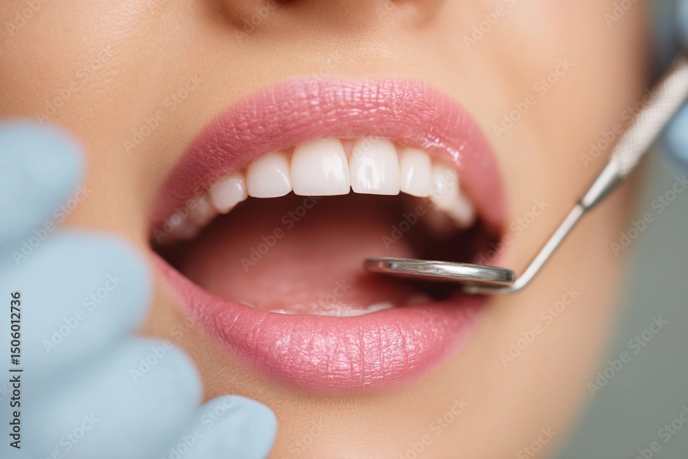Naklejka premium Dental examination in a clinic with a patient during a routine checkup