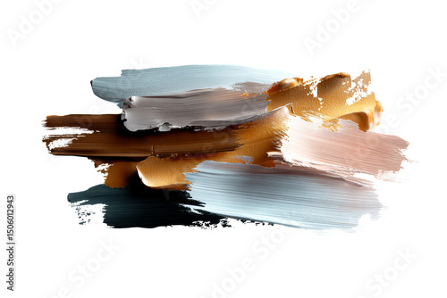 Elegant brush strokes in neutral colors on transparent background