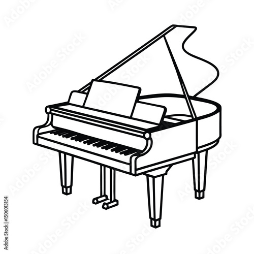 grand piano with music notes