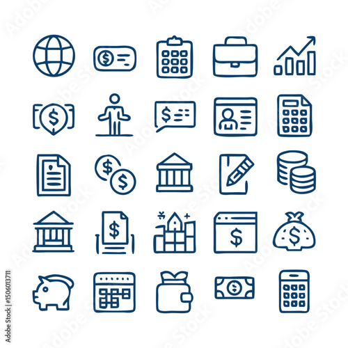 Loan & Credit Line Icons – Banking, Money, Interest Rates, Leasing, and Financial Services – Editable Stroke Vector Collection