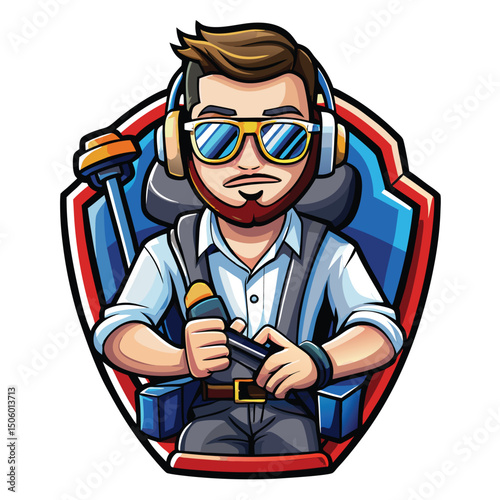 Gamer in a gaming chair, holding a controller