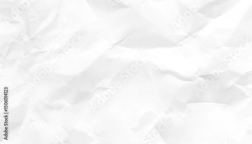 White crumpled paper texture background. Design space white tone. Paper texture Crumpled White. Top view.