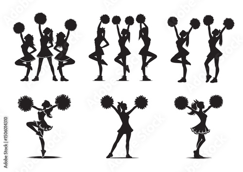 Cheerleader Silhouette Vector Set