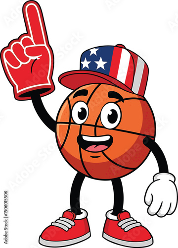  An animated basketball proudly displays its enthusiasm