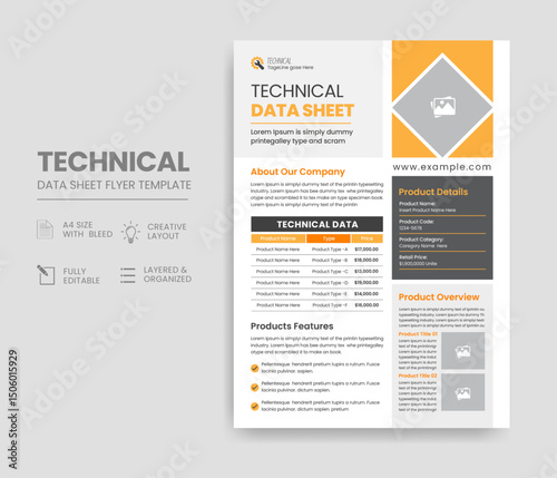 Technical Data Sheet Flyer Template Design