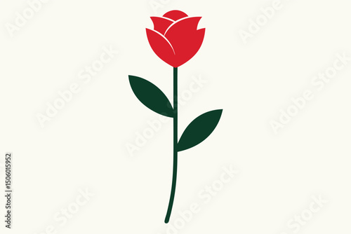 a red rose, elegant floral illustration, stylized botanical, vibrant colors, simple flat design, minimalist style, vector graphics
