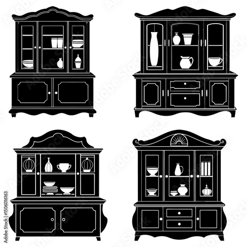 Dining Room Hutch silhouette vector