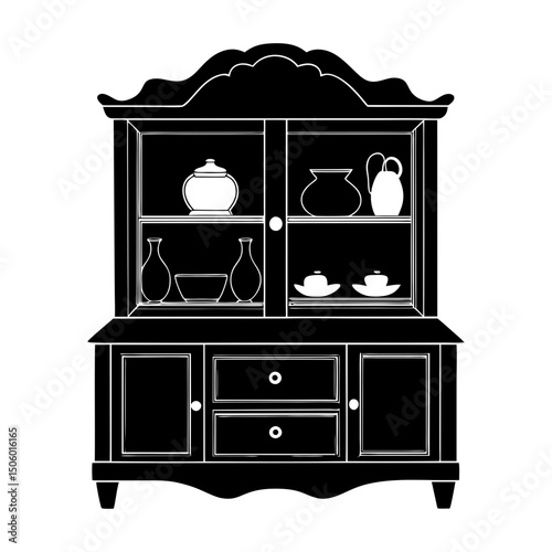 Dining Room Hutch silhouette vector