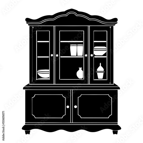 Dining Room Hutch silhouette vector
