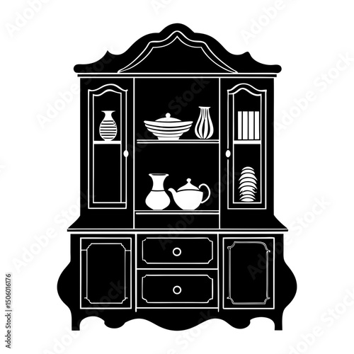 Dining Room Hutch silhouette vector