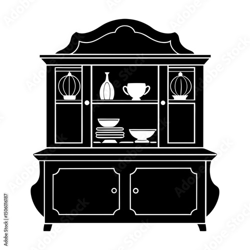 Dining Room Hutch silhouette vector