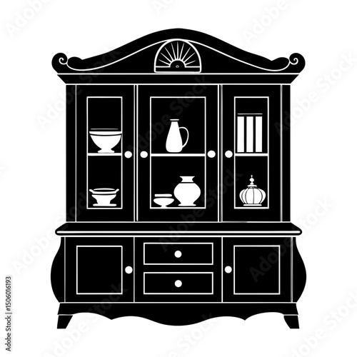 Dining Room Hutch silhouette vector