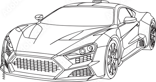 Sports Car Outline vector isolated On Transparent Background