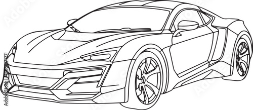 Sports Car Outline vector isolated On Transparent Background