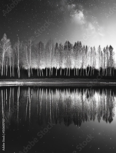 Lake with Trees Silhouette
