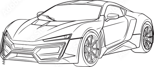 Sports Car Outline vector isolated On Transparent Background
