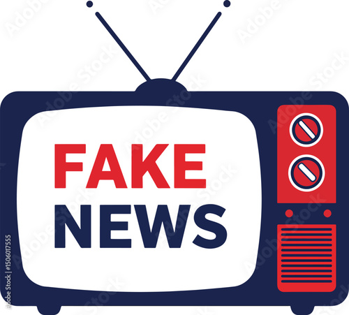 flat fake news tv icon vector illustration