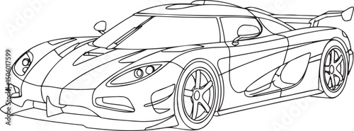 Sports Car Outline vector isolated On Transparent Background