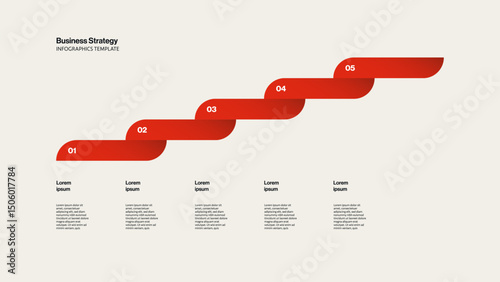 Business Strategy Steps for Growth Timeline Infographic Template. Editable EPS10 Vector Illustration. Minimal Design.