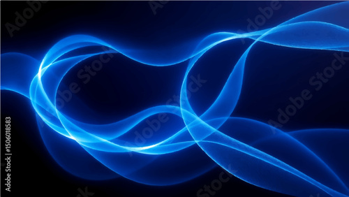 Abstract background Flowing blue wave design with light motion and digital energy lines creates shape
