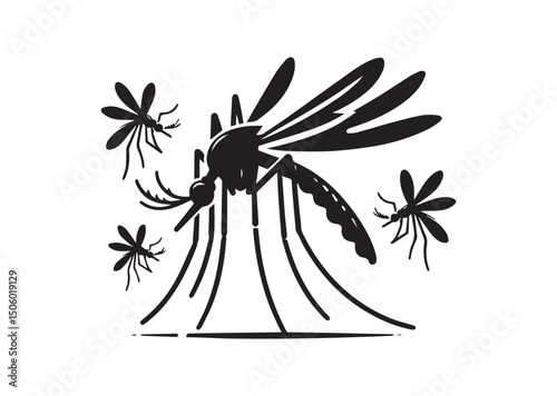 Mosquito Silhouette Vector, Mosquito Icon