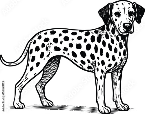 Dalmatian dog vector black silhouette cricut design for T-Shirt