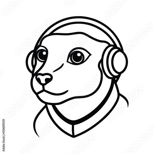 prairie dog head with headphones