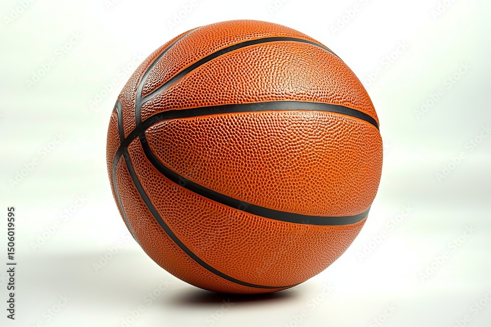Obraz premium Orange Basketball 3D Render, Close-up, Sports Equipment, Basketball Texture basketball, 3d render