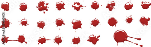 Grunge ink splatter. Splash of paints, spray drops staining and frame with wet paint drop traces vector set. Illustration splash and drip design, silhouette blob spray collection