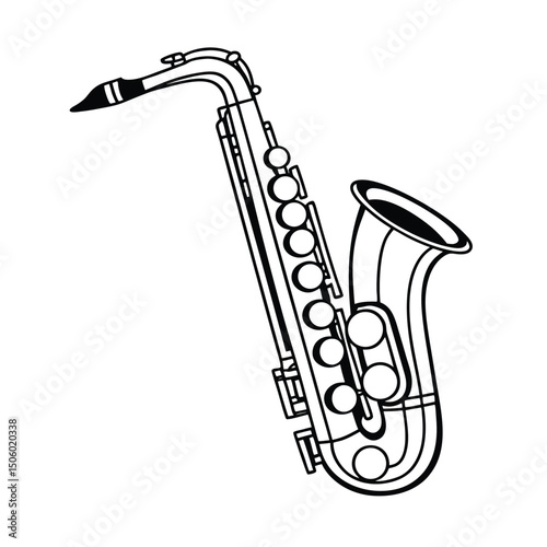 Saxophone Instrument silhouette vector art illustration. Black music instrument rock, jazz silhouette. music band vector illustration icons set Vector design.