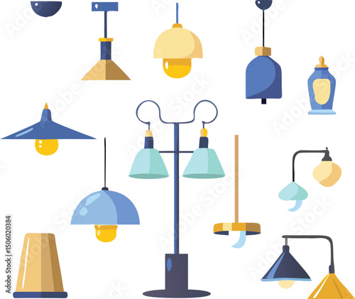 Collection of Modern and Stylish Lighting Fixtures for Interior Design Featuring Pendant Lights Floor Lamps and Table Lamps in Various Styles