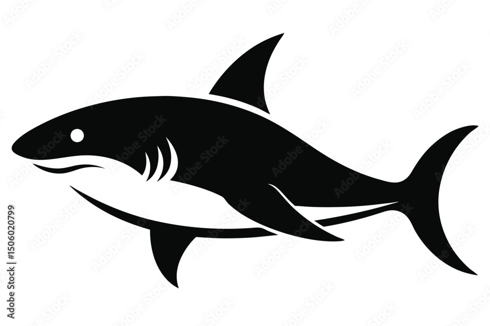 Fototapeta premium shark, black and white, minimalist, silhouette, simple design, vector illustration, high contrast