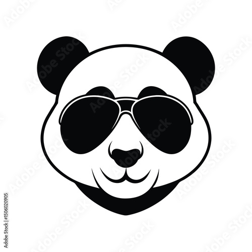 stylized panda head with sunglasses