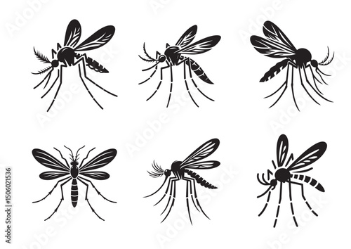 Mosquito Silhouette Vector, Mosquito Icon Set