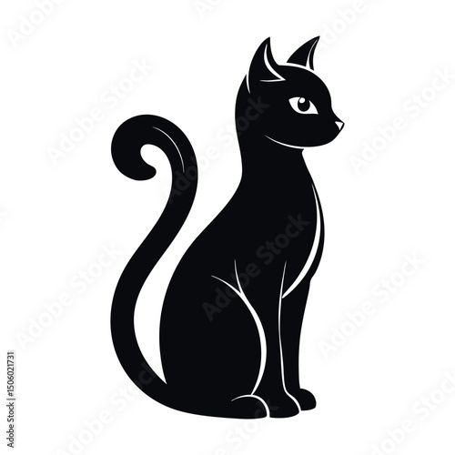 Graceful Feline Silhouette Vector Illustration