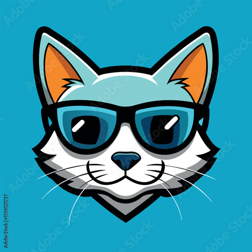 Hipster Cat with Sunglasses Graphic Art
